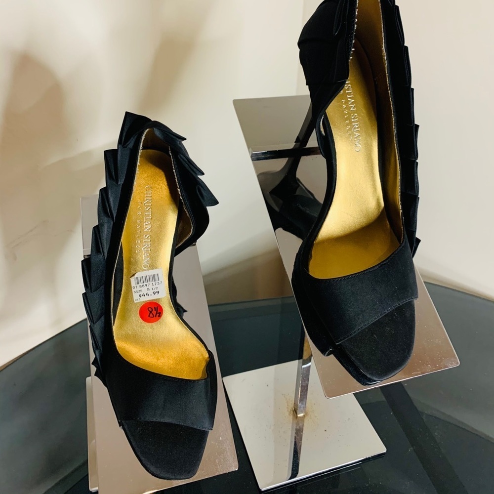 S54- Christian Siriano Black Satin pumps size 8.5